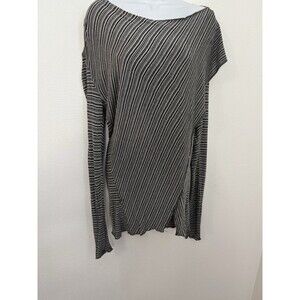 Hard Tail Forever Top Black White Stripe Size Small Asymmetrical Wrap 90s Knit